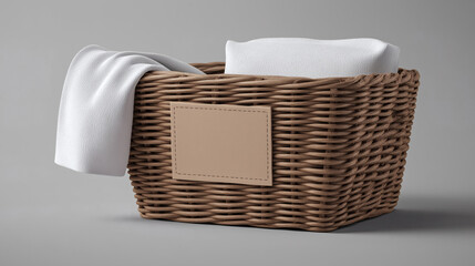 Wicker Storage Basket with Blank Label