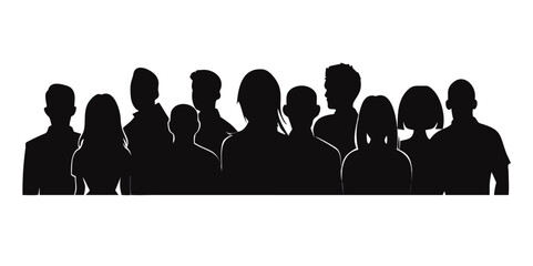 Vector characters - silhouettes. Unrecognizable portraits of women and men. Group of people.vector icon