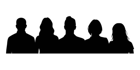 Vector characters - silhouettes. Unrecognizable portraits of women and men. Group of people.vector icon
