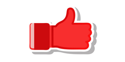 Red thumbs up icon isolated on transparent background
