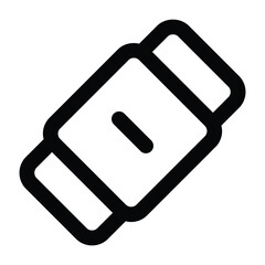 Black line illustration of an eraser. Minimal clean design, perfect for school, office, drawing, and correction themes.

