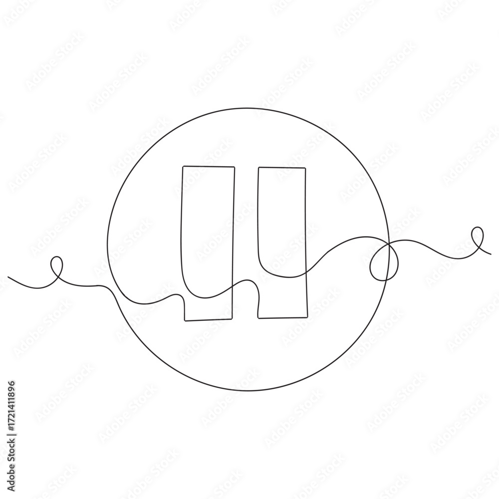 Aufkleber pause icon in continuous line drawing style. line art of pause button. vector illustration. abstract