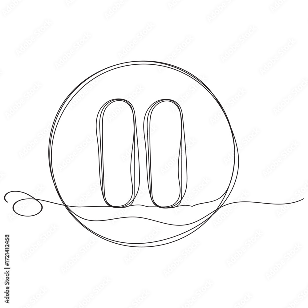 Poster pause icon in continuous line drawing style. line art of pause button. vector illustration. abstract