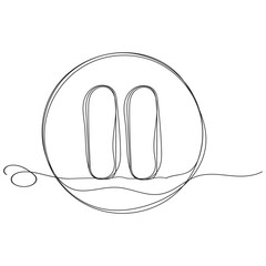 Pause icon in continuous line drawing style. Line art of pause button. Vector illustration. Abstract background. Vector Illustration