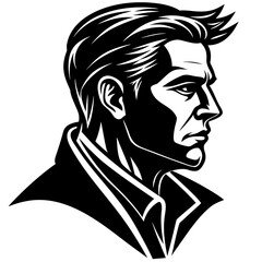  Elegant Profile View Silhouette of a Man's Face in Vector Art