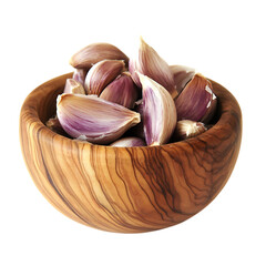 Garlic spice in wooden bowl png