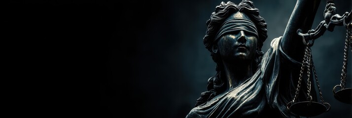 Symbol of justice standing firm in dark backdrop