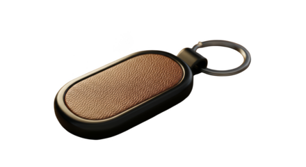 Leather keychain with metal ring on black