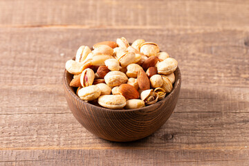 Healthy mix nuts. Almonds, hazelnuts, cashews, peanuts, pistachios, Brazil nuts