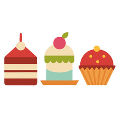 Cute Cupcakes and Pastries Set