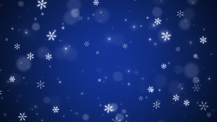 blue christmas and new year snowflakes and shiny bokeh lights and glitters , winter holiday social media background	