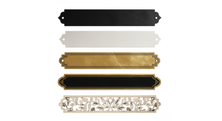 Stacked ornamental plaque collection in black