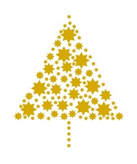 Golden Christmas tree made of star shapes in festive vector design