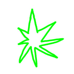 green star icon doodle illustration for scrapbook. PNG