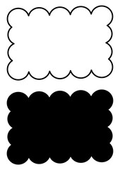 モノクロの雲形フレームとシルエットセット