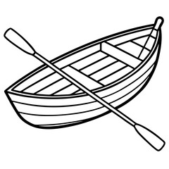 Rowboat with Oars Line Vector