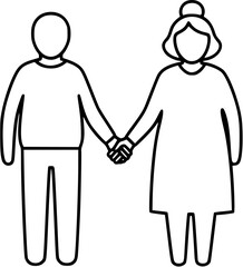 Elderly couple holding hands icon vector illustration for senior care and support concept design
