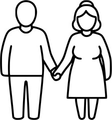 Elderly couple holding hands icon vector illustration for senior care and support concept design
