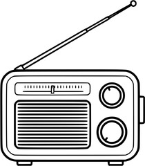 Vintage radio icon vector illustration, retro radio receiver with antenna design element isolated
