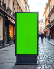 Naklejka premium Green Screen Billboard Mockup in a European City Street
