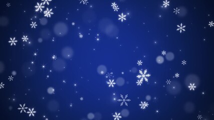 blue christmas and new year snowflakes and shiny bokeh lights and glitters animation, winter holiday social media motion background - Powered by Adobe