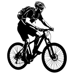 Mountain biker with backpack and helmet riding a bike, cycling, sport, outdoor, adventure, MTB, sport