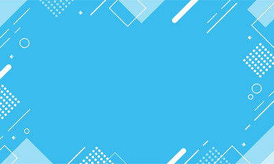 【青】幾何学模様背景・メンフィスのフレームパターン素材