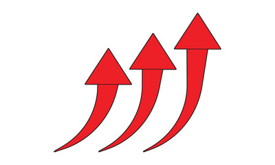 Red Upward Arrow Vector , Growth, Progress, Business Success Symbol