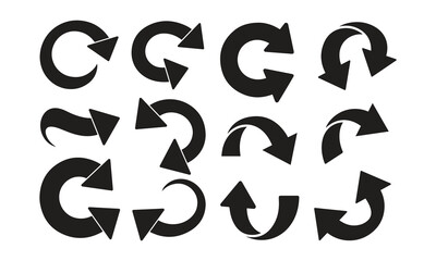 Curved Arrow Icon Vector, Refresh, Reload, Rotation Symbol