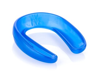 Blue horseshoe-shaped protective device