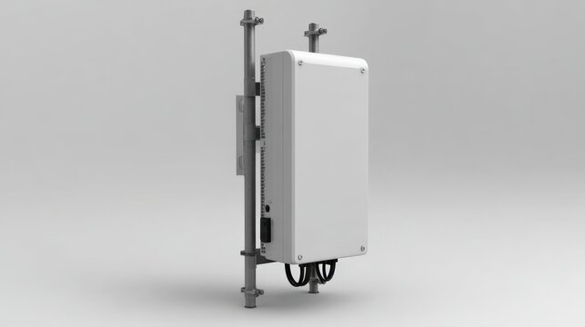 Compact Communication Device Mounted on Metal Pole for Outdoor Use