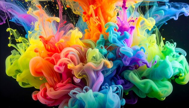 Abstract rainbow ink explosion - Powered by Adobe