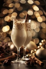 Festive Egg Nog Glasses Celebration Toast