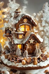 Whimsical Gingerbread House Celebrating Egg Nog Day