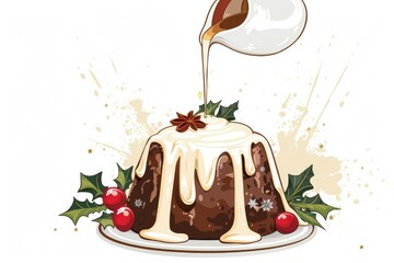 Eggnog Cream Over Christmas Pudding
