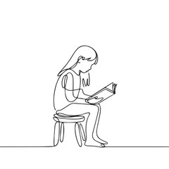 Minimalist Line Art of a Child Studying