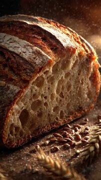 artisan sourdough bread with rustic crust and open crumb texture,  sourdough bread, artisan loaf, rustic baking