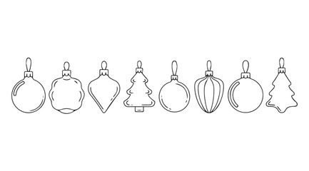 Collection of hand drawn christmas ornaments in a stylized silhouette