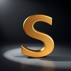 Naklejka premium 3D Golden Sand Metallic Letter S with Studio Spotlight