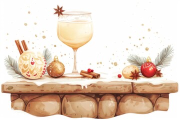 Warm Eggnog in Wintry Scene