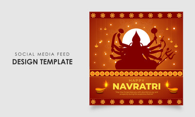 Vector illustration of Happy Navratri social media template for festive greetings and digital promotions