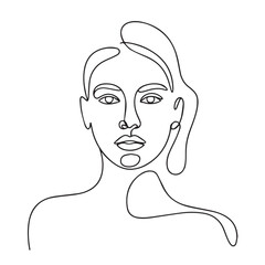Continuous Line Art of a Female Face