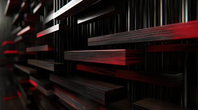 black and red abstract wall with a grid pattern.