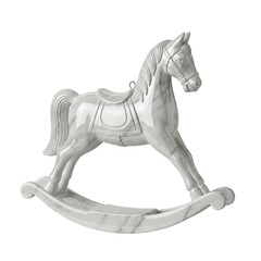 Elegant white marble rocking horse toy for children playroom decor
