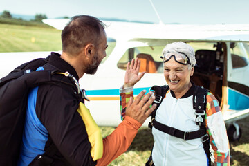 Skydiving celebration