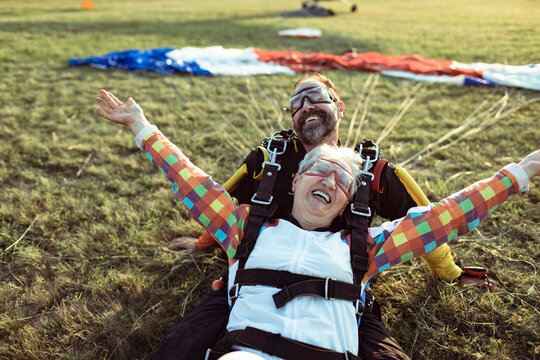 Senior skydiving adventure
