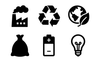 Eco concept icons featuring recycling, sustainability, and energy solutions for environmental design projects