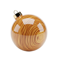 Elegant glossy wood grain christmas ornament with golden cap for holiday decor