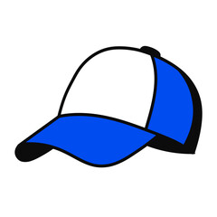 Stylized TwoTone Baseball Cap with Blue Brim and White Front Panel Graphic.