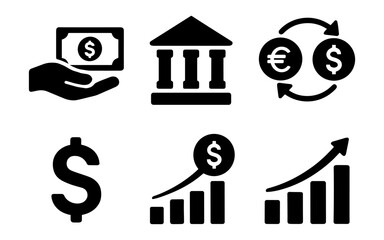 Finance icons set for business and banking design projects